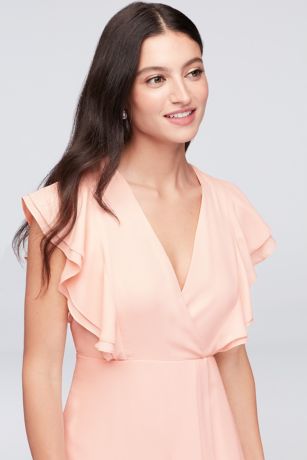 flutter bridesmaid sleeve dress chiffon