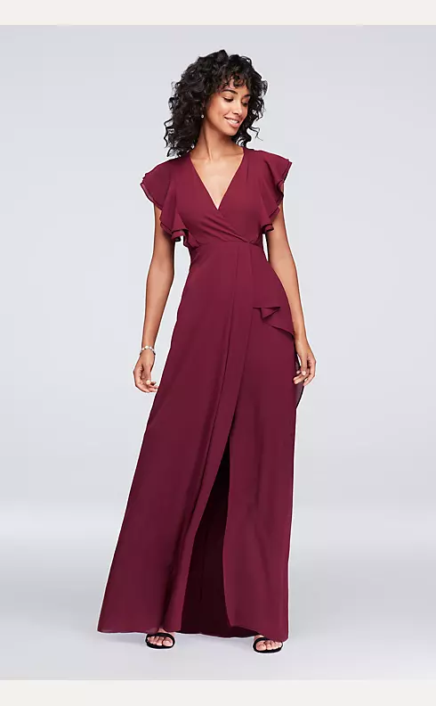 Chiffon Bridesmaid Dress with Flutter Sleeve Image 1