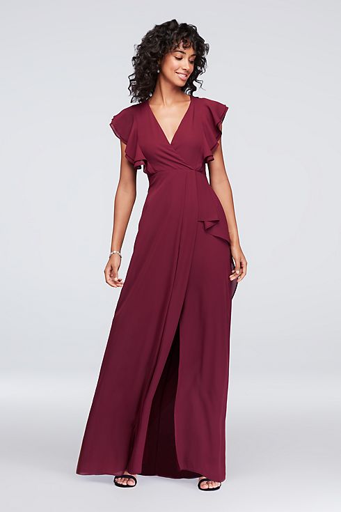 Chiffon Bridesmaid Dress with Flutter Sleeve Image
