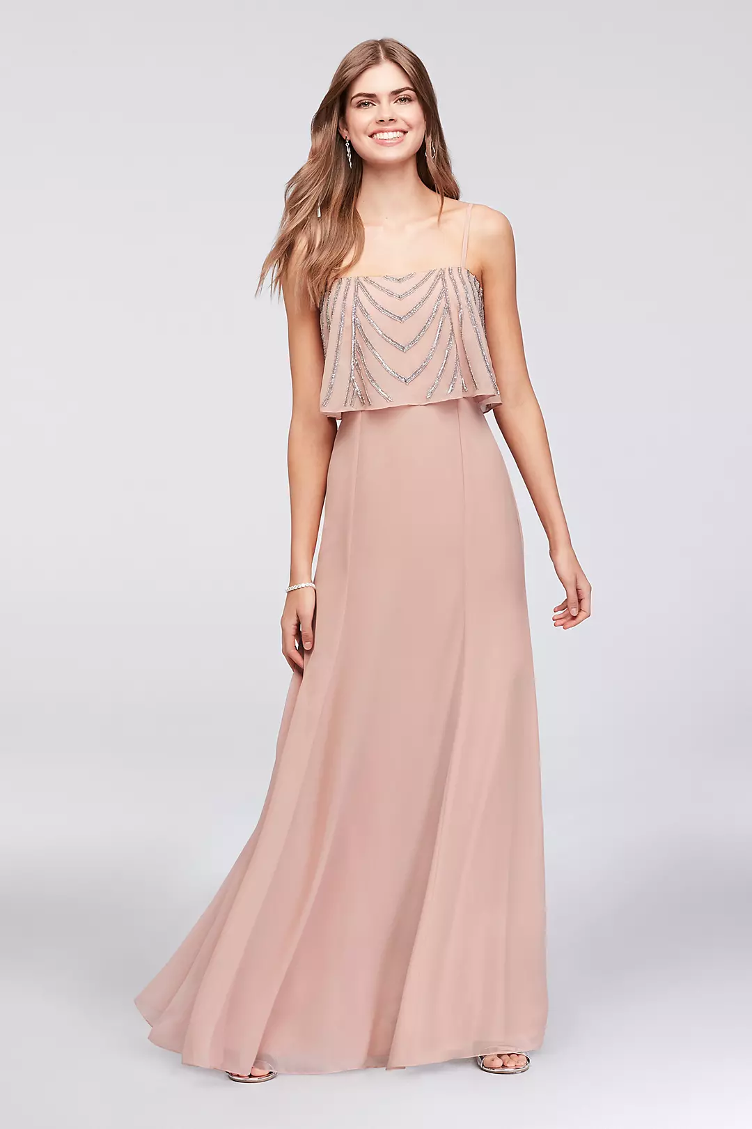 Chiffon Gown With Drapey Sequined Bodice Image
