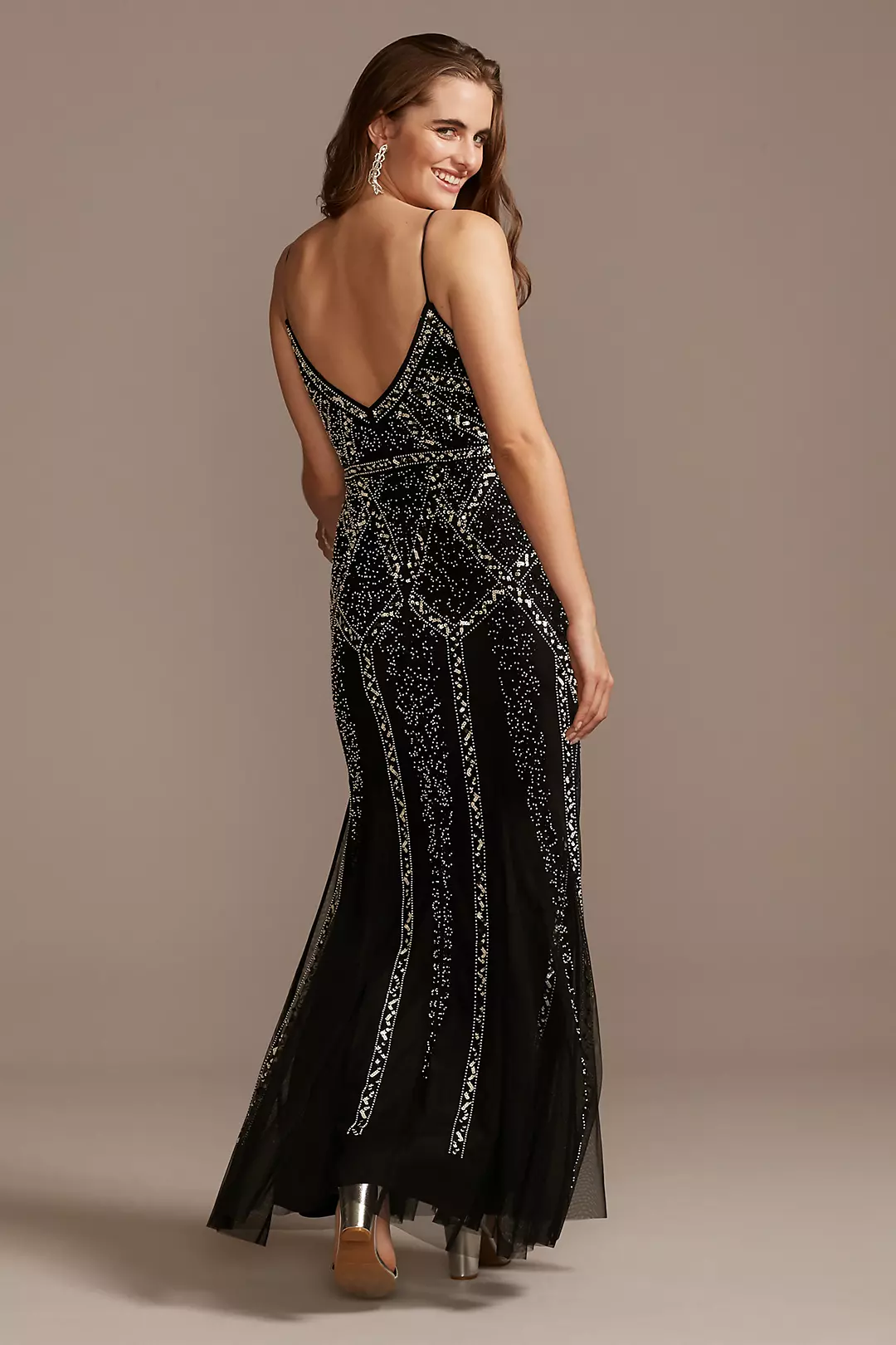 Linear Bead and Sequin Spaghetti Strap Dress Image 2