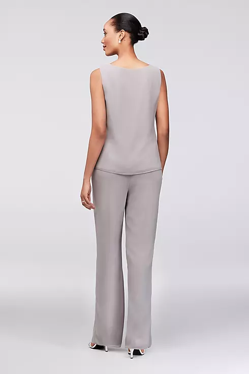 Embroidered Chiffon Pantsuit with High-Low Jacket Image 4