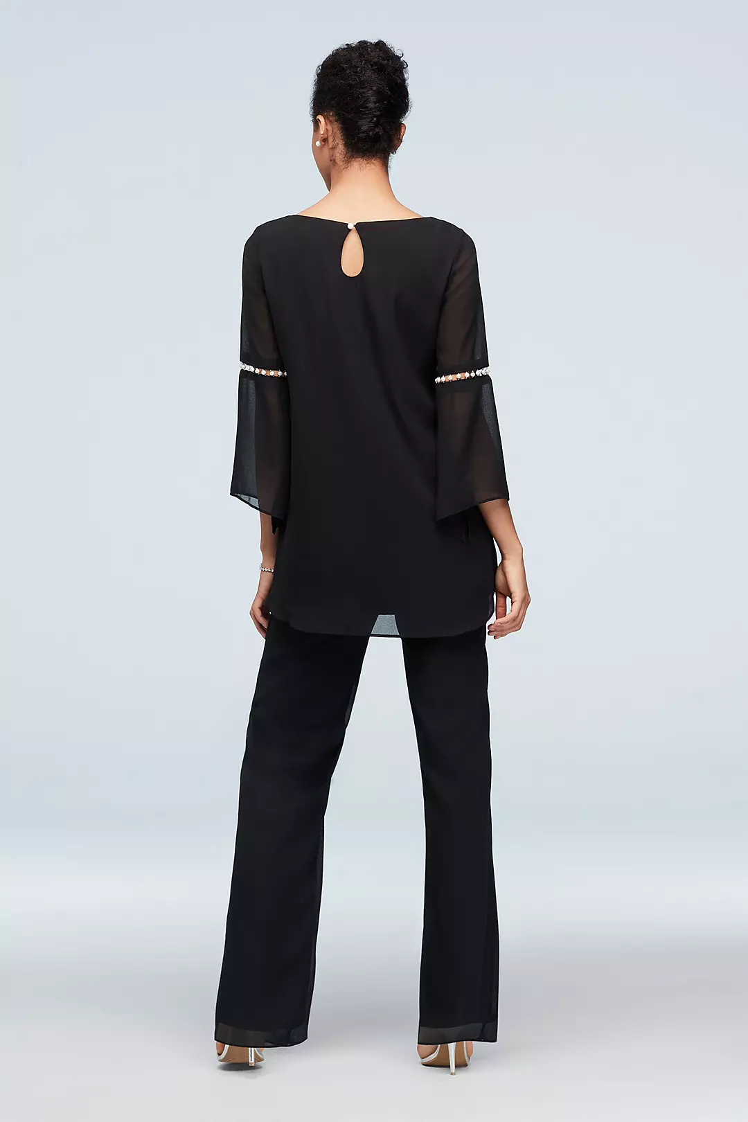 Asymmetric Hem Pants and Top Set with Pearl Detail Image 2