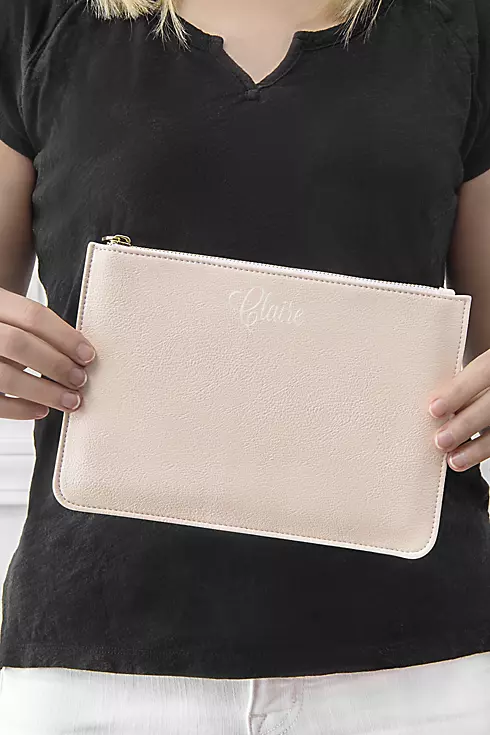 Personalized Embroidered Vegan Leather Clutch Image 6