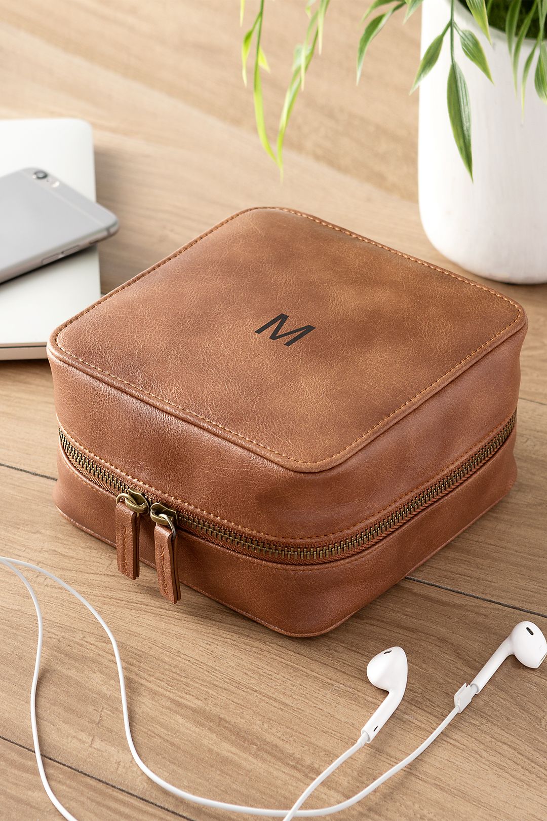 Personalized Vegan Leather Travel Tech Case Image 1