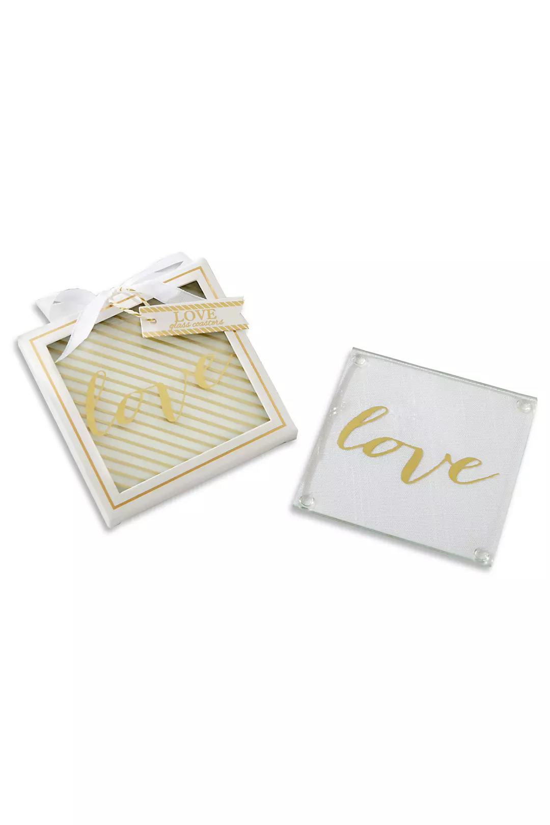 Gold Love Glass Coasters Set of 2 Image