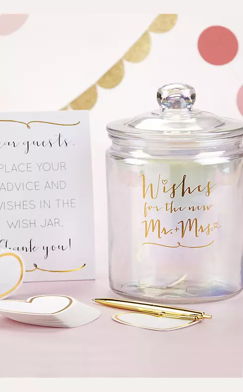 Wishes for the New Mr and Mrs Jar with Heart Cards Image 1