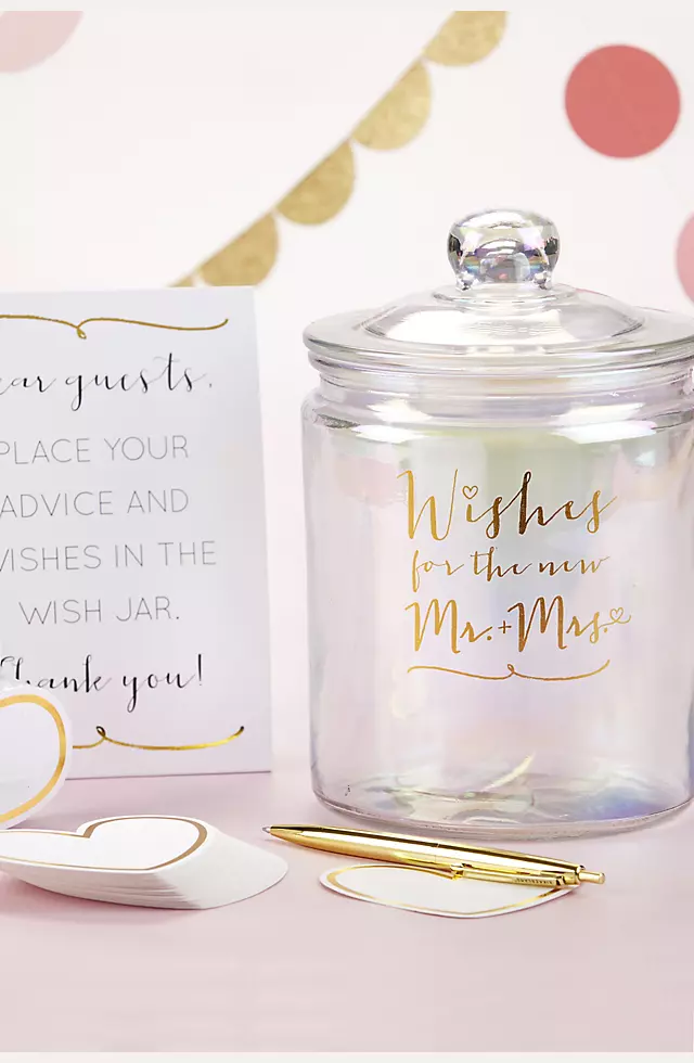 Wishes for the New Mr and Mrs Jar with Heart Cards Image
