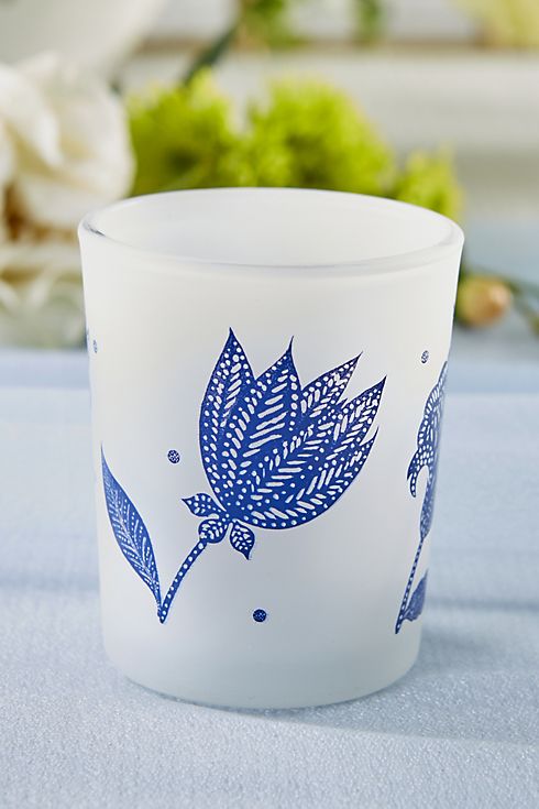 Blue Willow Frosted Glass Votive Set Image 1