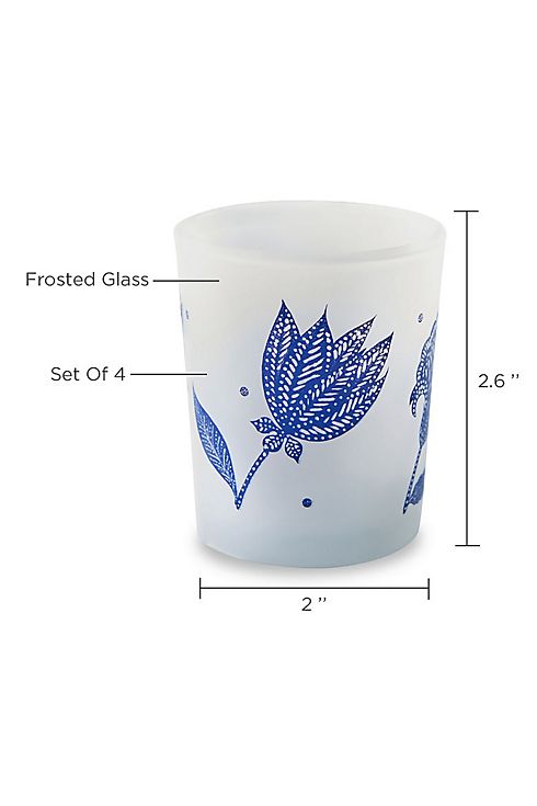 Blue Willow Frosted Glass Votive Set Image 4