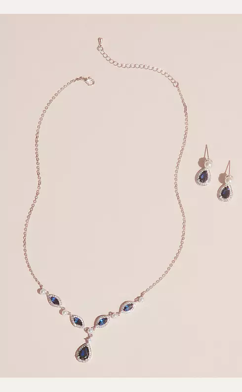 Cubic Zirconia and Pearl Necklace and Earring Set Image 1