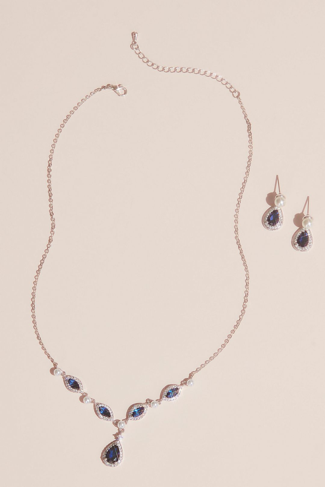 Cubic Zirconia and Pearl Necklace and Earring Set Image 3