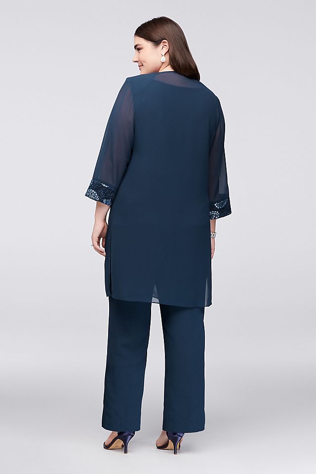 Sequin Embellished Chiffon Plus Size Pantsuit  Image 2