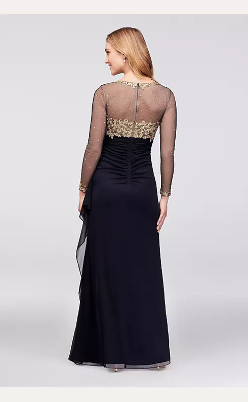 Illusion Long Sleeve Lace and Matte Jersey Gown Image 2