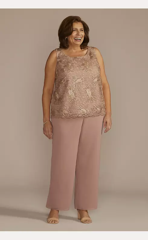 Plus Size Three-Piece Lace and Georgette Pantsuit Image 4