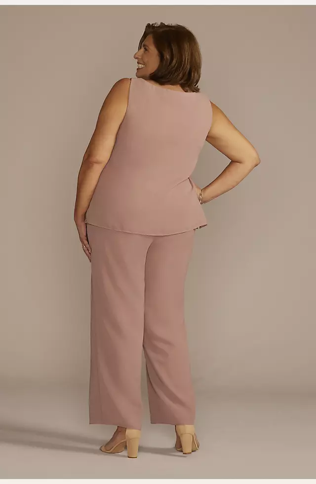 Plus Size Three-Piece Lace and Georgette Pantsuit Image 5