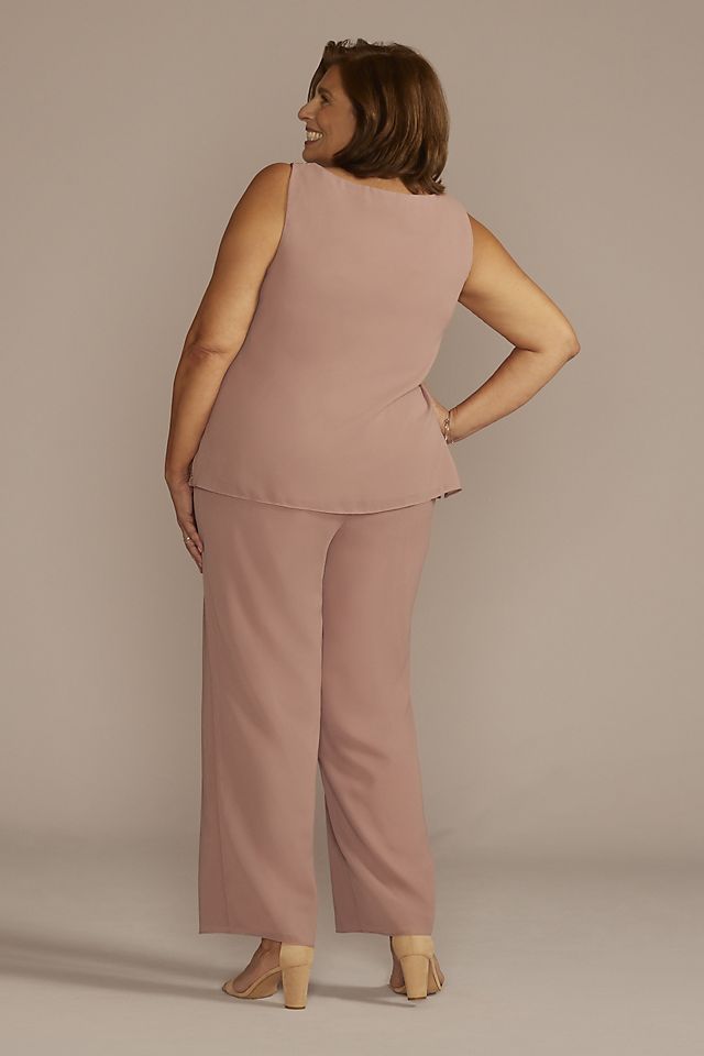 Plus Size Three-Piece Lace and Georgette Pantsuit Image 5