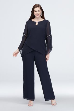 plus size dressy pant suits for wedding guest