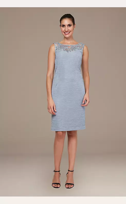 Embroidered Trim Sheath Dress with Jacket Image 3