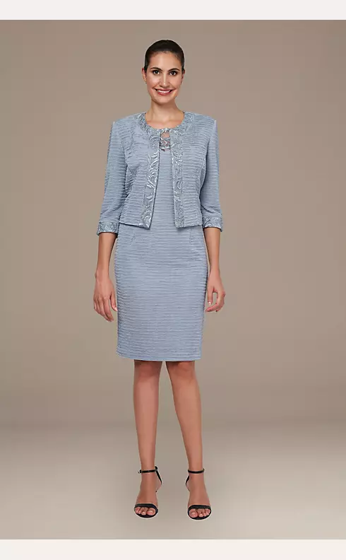 Embroidered Trim Sheath Dress with Jacket Image 1