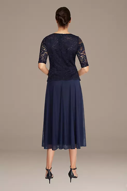 Lace and Mesh Midi Dress with Crystal Detail Image 2