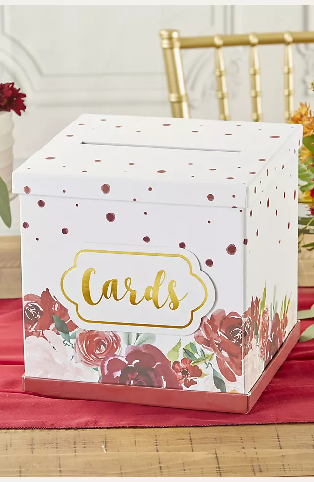 Burgundy Blush Floral Collapsible Card Box Image 2