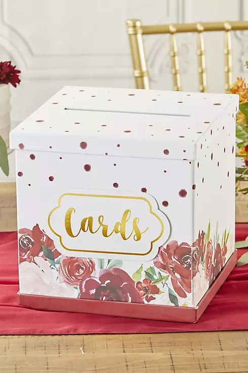 Burgundy Blush Floral Collapsible Card Box Image 2