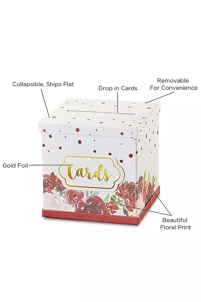 Burgundy Blush Floral Collapsible Card Box Image 3