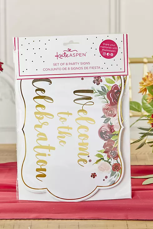 Burgundy Blush Floral Party Decor Sign Kit Image 4