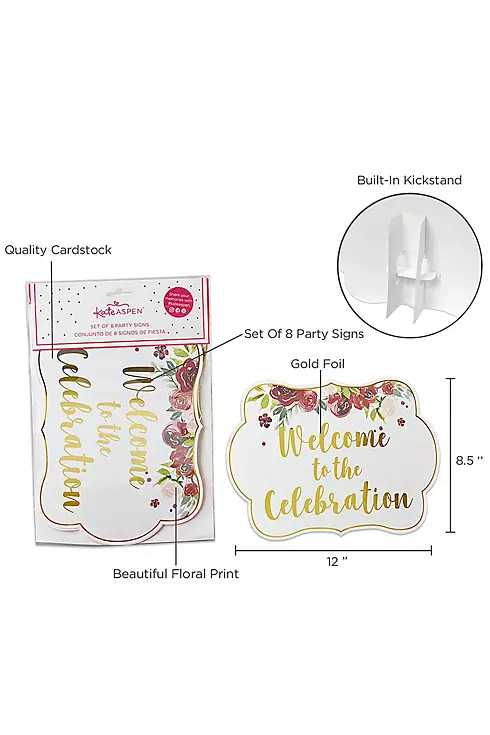 Burgundy Blush Floral Party Decor Sign Kit Image 6