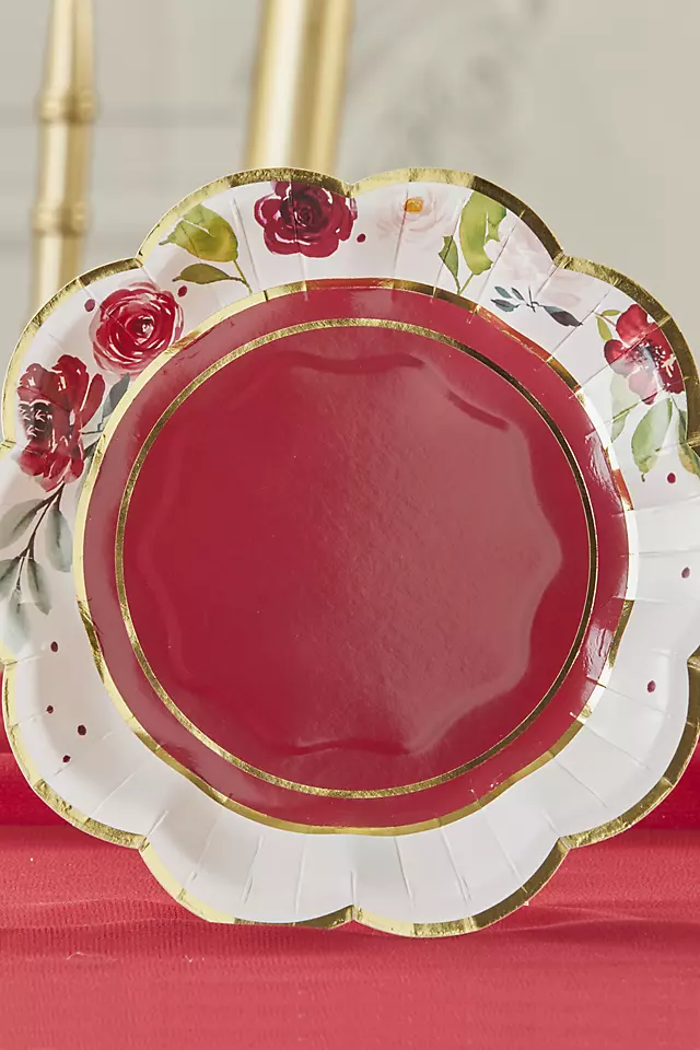 Burgundy Blush Floral 7-Inch Premium Paper Plates Image