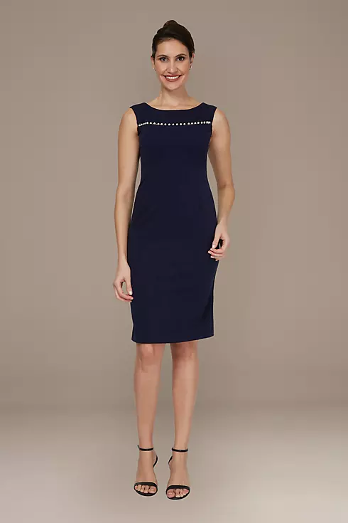 Pearl Trim Knee-Length Cocktail Dress with Jacket Image 3