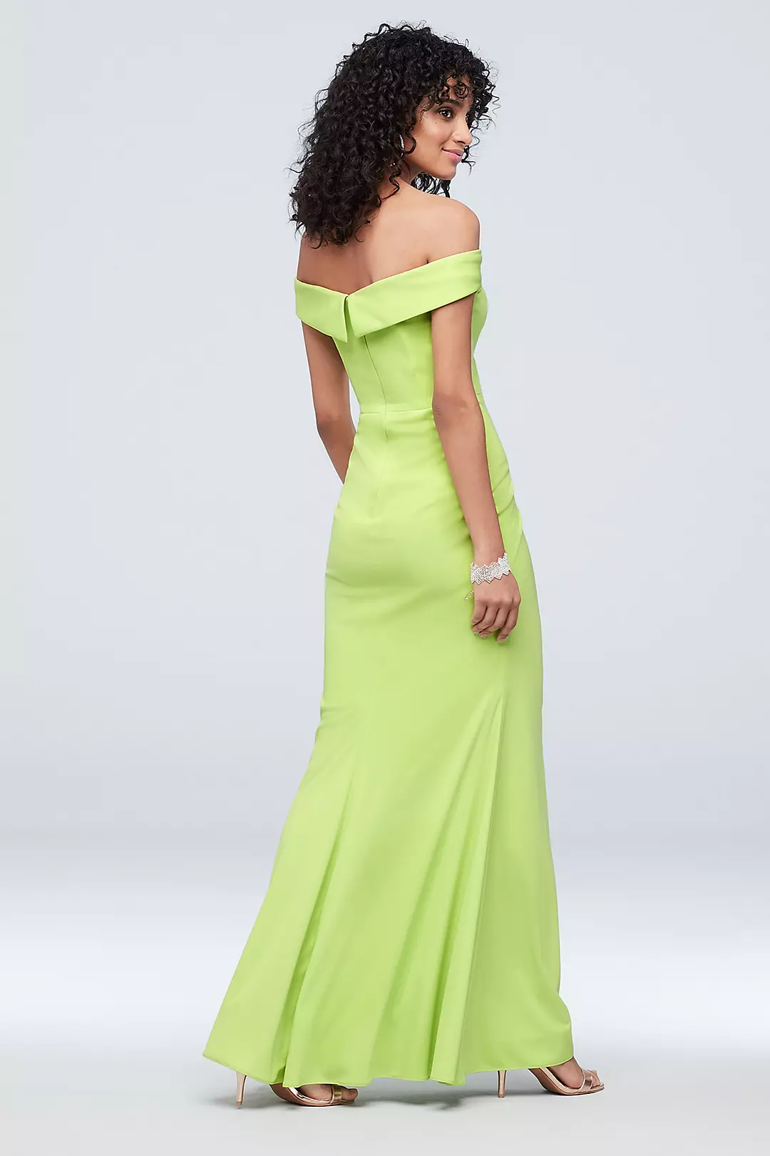 Plunging Cuffed Off the Shoulder Sheath Gown Image 2