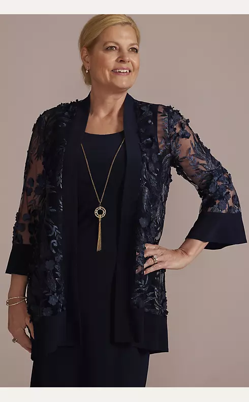 Jersey Sheath with Floral Jacket and Necklace Image 9