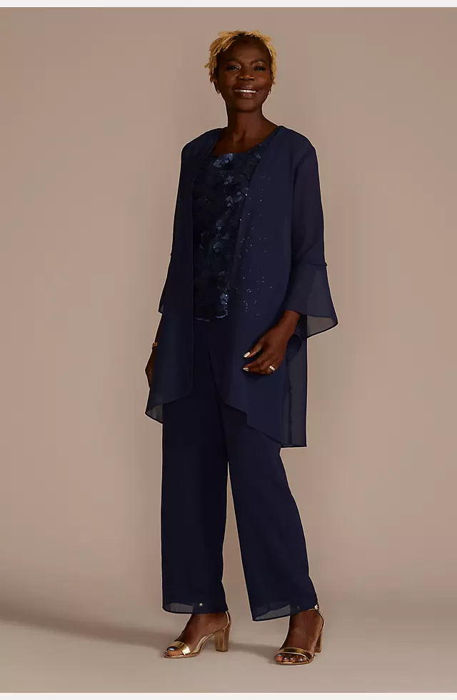 Embellished Three-Quarter Sleeve Pantsuit Image