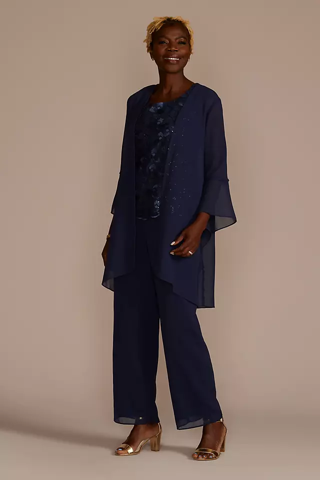 Embellished Three-Quarter Sleeve Pantsuit Image
