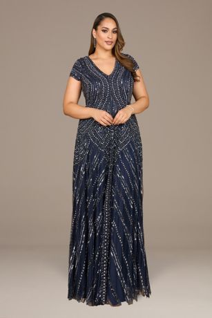 Picture of Cap Sleeve Beaded A-Line Gown