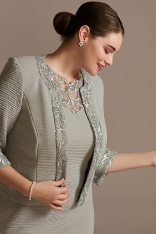 Embroidered Trim Sheath Dress with Jacket | David's Bridal