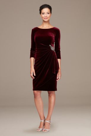 david's bridal red velvet dress