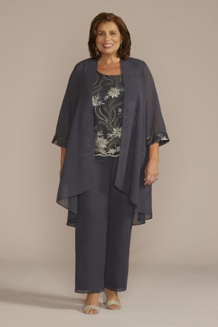 Plus Size Long Sleeve Velvet Sequin Pantsuit