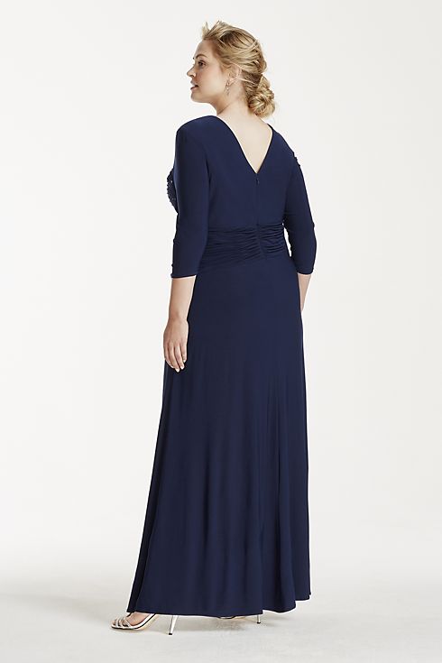 3/4 Sleeve Long Jersey Dress with Beaded Bodice Image 2