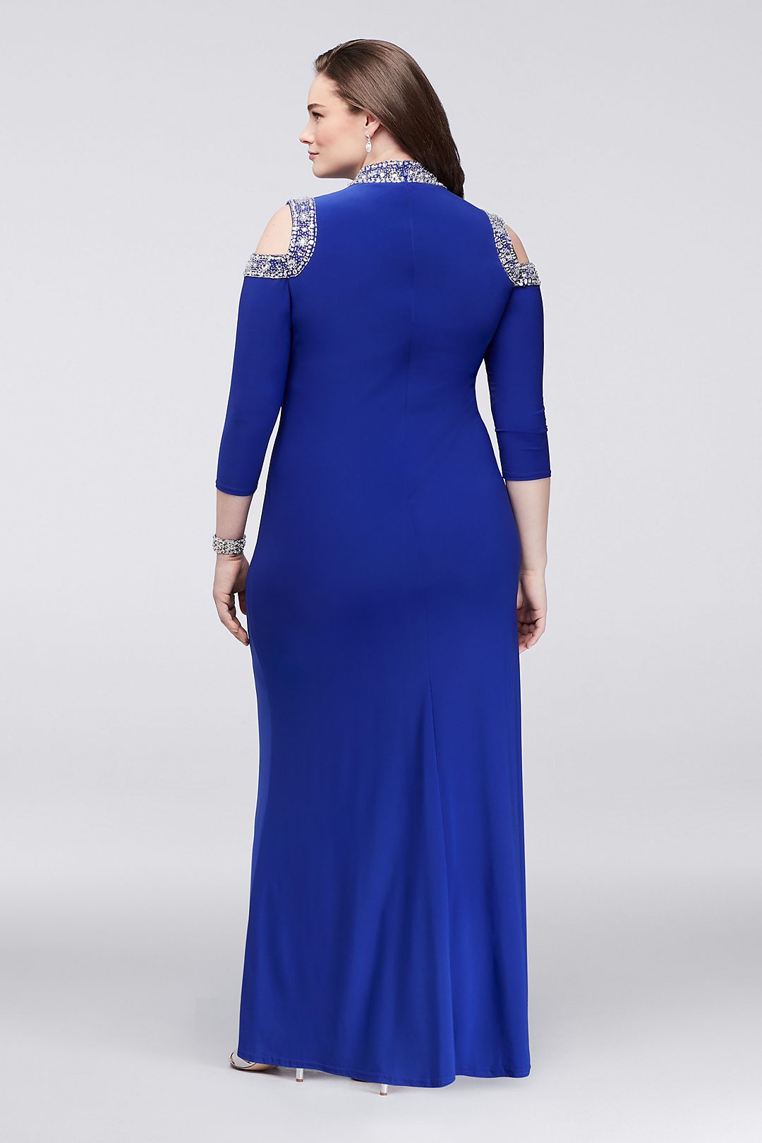 Crystal-Beaded Cold Shoulder Jersey Gown Image 4