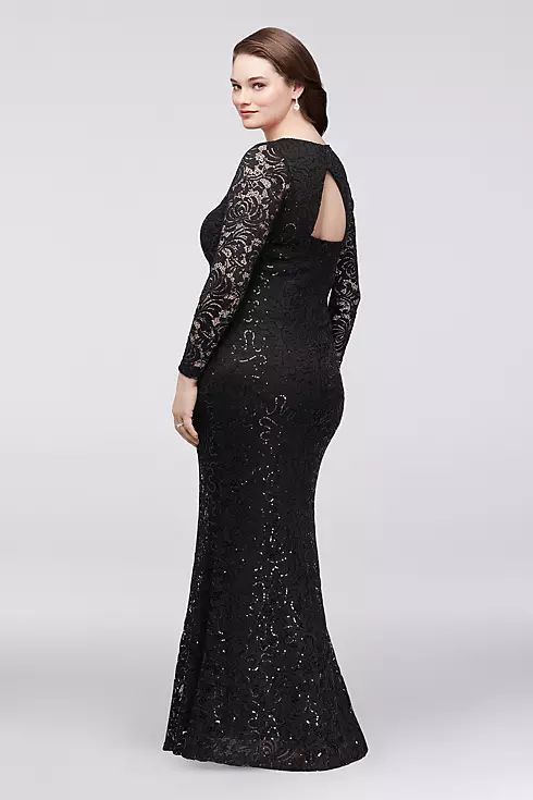 Long Sleeve Lace Plus Size Gown with Keyhole Back Image 2