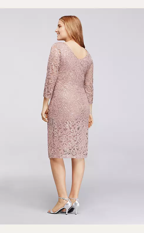 Sequin Lace Dress with 3/4 Sleeves Image 2