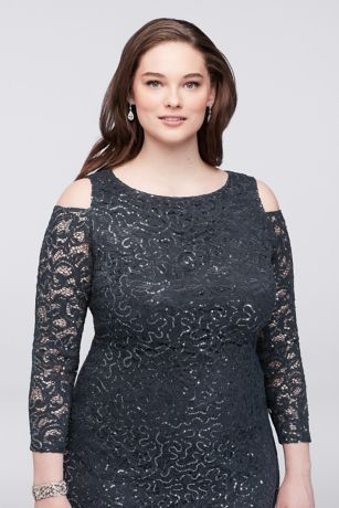 Retro Glam Lace Plus Size Black Cocktail Dress