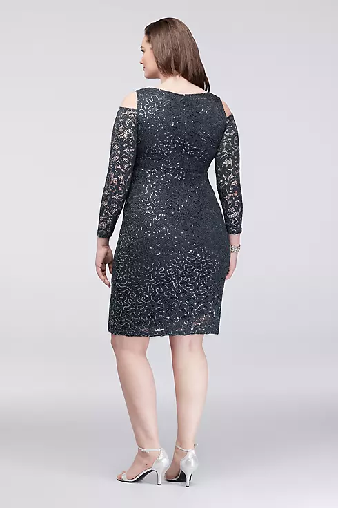 Cold-Shoulder Lace Plus Size Cocktail Dress Image 2