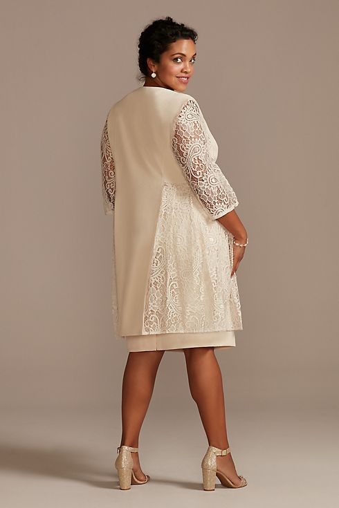 Plus Short Dress and Jacket with Lace Detail