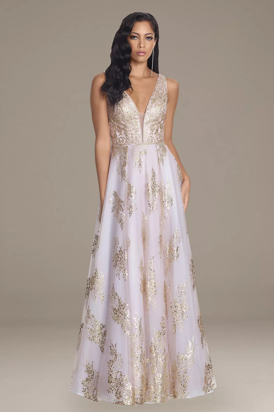 Mesh Ball Gown with Illusion Plunge Neckline | David\'s Bridal