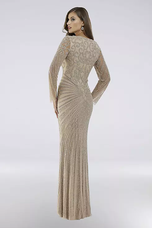 Lara Cleo Long-Sleeve Crystal Beaded Gown Image 2