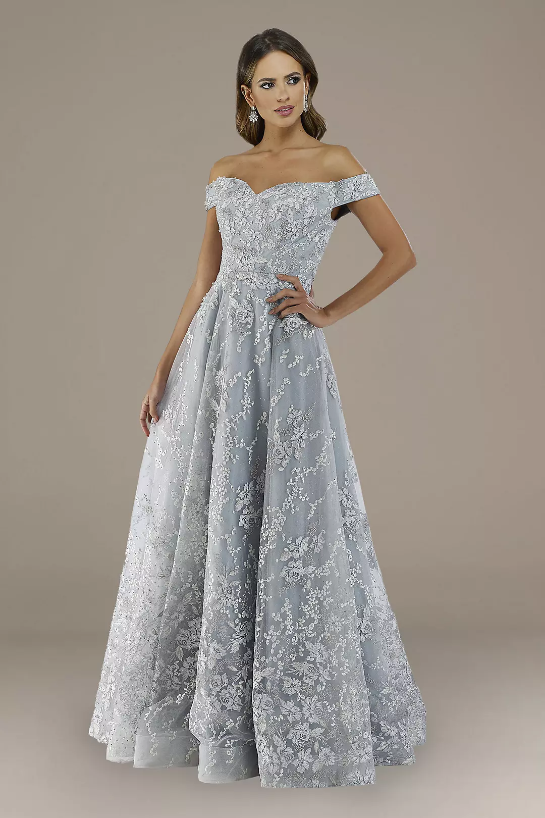 Lara Everly Off-the-Shoulder Lace Ball Gown Image